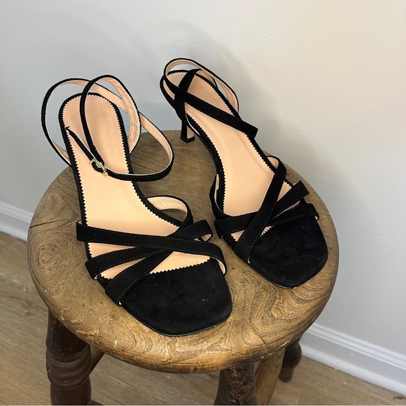 J. Crew Violetta Kitten-Heel Criscross Sandal Black Size 8.5 - Picture 4 of 9